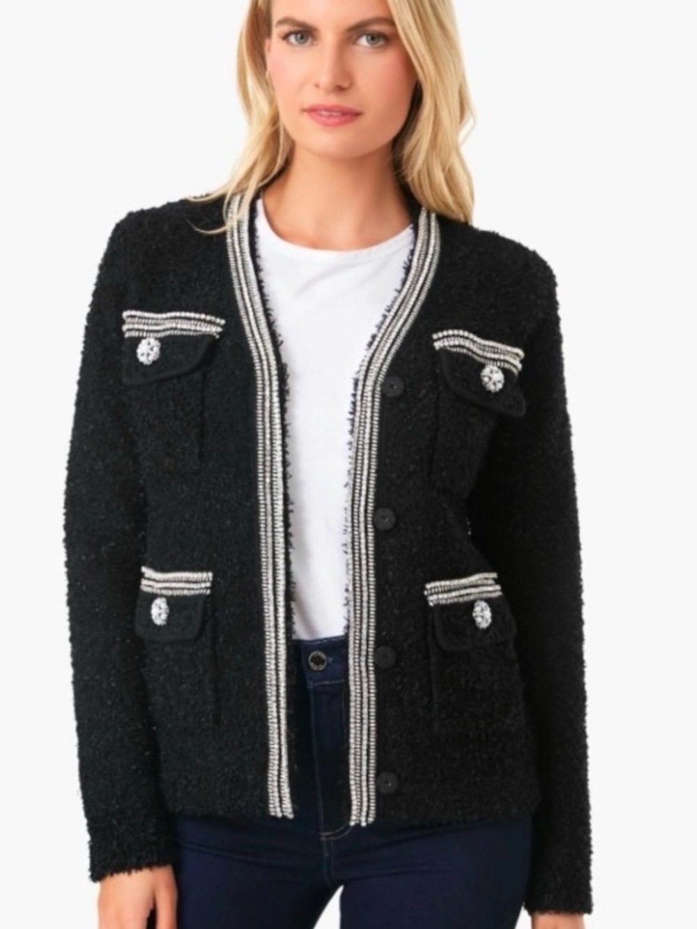 Self-Portrait Black Embellished Jewel Jacket